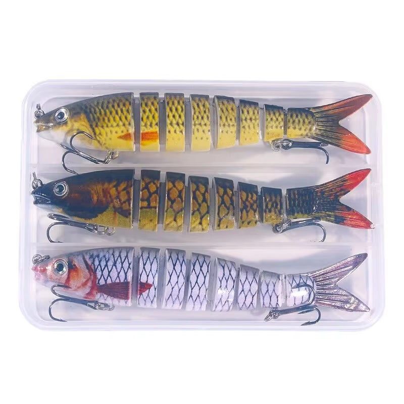 3Pcs/Box Multi Jointed Fishing Lure 13.5Cm/19G Slow Sinking Bionic 8 Segmented Bait Wobble Tackle Saltwater Bass Trout Pesca